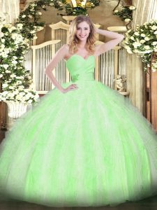 Sophisticated Sleeveless Beading and Ruffles Lace Up Quinceanera Gown