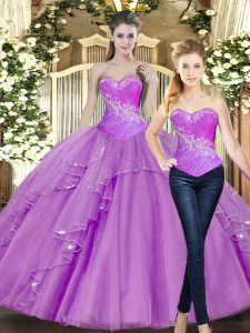 Spectacular Lilac Sweetheart Lace Up Beading Quinceanera Dress Sleeveless
