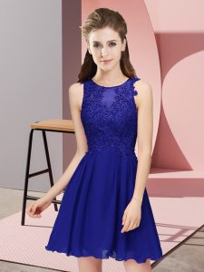 Luxury Mini Length Empire Sleeveless Royal Blue Dama Dress Zipper