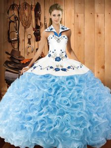 Smart Sleeveless Lace Up Floor Length Embroidery 15 Quinceanera Dress