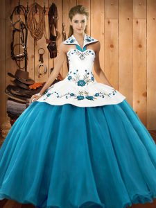 Floor Length Ball Gowns Sleeveless Teal Sweet 16 Quinceanera Dress Lace Up
