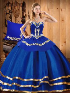 Sweet Sweetheart Sleeveless Organza 15th Birthday Dress Embroidery and Ruffles Lace Up