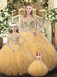 Trendy Organza Sleeveless Floor Length Sweet 16 Quinceanera Dress and Ruffled Layers