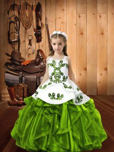 Eye-catching Sleeveless Embroidery and Ruffles Lace Up Pageant Dress Toddler