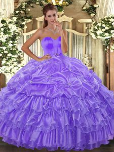 Beautiful Floor Length Ball Gowns Sleeveless Lavender Quinceanera Dresses Lace Up