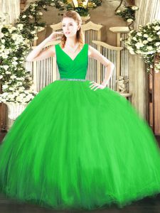 Dynamic Quinceanera Dress Military Ball and Sweet 16 and Quinceanera with Beading V-neck Sleeveless Zipper