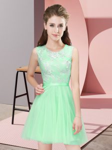 Vintage Lace Quinceanera Dama Dress Apple Green Side Zipper Sleeveless Mini Length