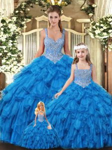 Captivating Tulle Sleeveless Floor Length Quinceanera Dresses and Beading and Ruffles