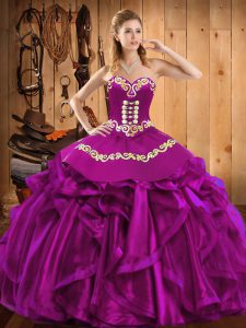 Sleeveless Embroidery and Ruffles Lace Up 15 Quinceanera Dress