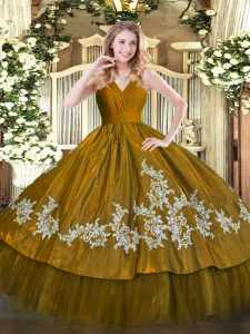 Sleeveless Zipper Floor Length Embroidery Ball Gown Prom Dress