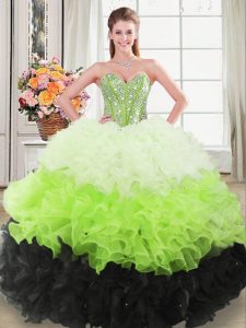 Extravagant Sweetheart Sleeveless Lace Up Sweet 16 Quinceanera Dress Multi-color Organza