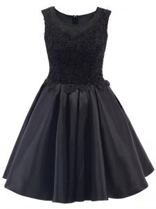 Ideal Black Sleeveless Lace Mini Length Quinceanera Dama Dress
