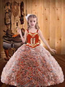 Straps Sleeveless Lace Up Pageant Dress for Womens Multi-color Organza
