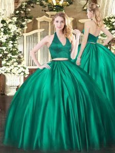 Unique Satin Sleeveless Floor Length Quince Ball Gowns and Ruching