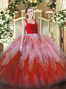 Cheap Multi-color Sweet 16 Dress Military Ball and Sweet 16 and Quinceanera with Ruffles Straps Sleeveless Zipper