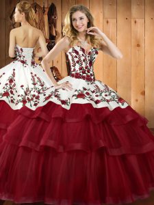 New Style Sleeveless Sweep Train Embroidery Lace Up Quinceanera Dresses
