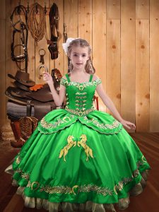 Straps Neckline Beading and Embroidery Girls Pageant Dresses Sleeveless Lace Up