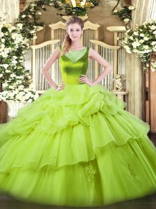 Artistic Sleeveless Beading and Pick Ups Floor Length Ball Gown Prom Dress