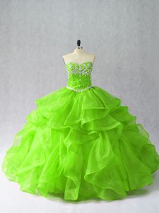 Sleeveless Organza Lace Up Vestidos de Quinceanera for Sweet 16 and Quinceanera
