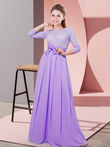 Scoop 3 4 Length Sleeve Side Zipper Damas Dress Lavender Chiffon