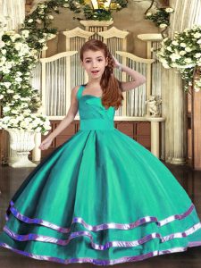 New Style Sleeveless Ruffled Layers Lace Up Child Pageant Dress