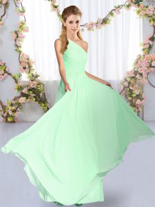 Discount One Shoulder Sleeveless Chiffon Court Dresses for Sweet 16 Ruching Lace Up