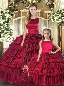 Luxurious Sleeveless Lace Up Floor Length Ruffled Layers 15th Birthday Dress