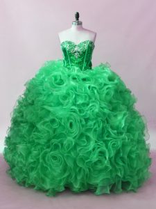 Wonderful Green Sleeveless Sequins Floor Length Quinceanera Dress