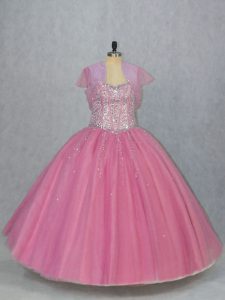 Fashion Sweetheart Sleeveless Tulle Vestidos de Quinceanera Beading Lace Up