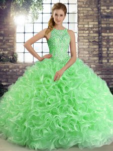 Attractive Green Sleeveless Beading Floor Length Quinceanera Dress