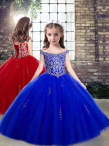 Sleeveless Beading and Appliques Lace Up Pageant Dresses