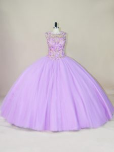 Lavender Sleeveless Beading Floor Length Quinceanera Gowns