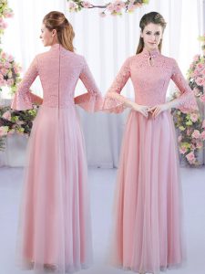 Lace Damas Dress Pink Zipper 3 4 Length Sleeve Floor Length