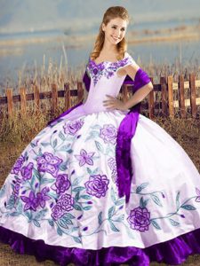 Artistic Sleeveless Lace Up Floor Length Embroidery and Ruffles 15 Quinceanera Dress