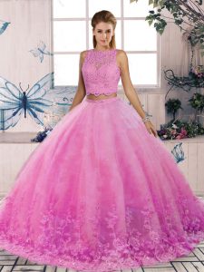 Clearance Tulle Sleeveless Quinceanera Dress Sweep Train and Lace
