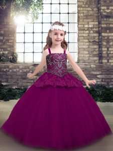 Most Popular Sleeveless Beading Lace Up Kids Pageant Dress