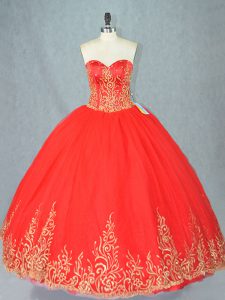 Romantic Red 15th Birthday Dress Sweet 16 and Quinceanera with Beading Sweetheart Sleeveless Lace Up