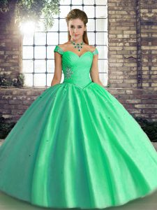 Fabulous Off The Shoulder Sleeveless Tulle Quinceanera Dresses Beading Lace Up