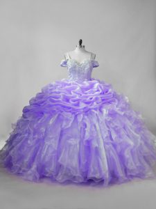 Glorious Lavender Ball Gown Prom Dress Straps Sleeveless Brush Train Lace Up