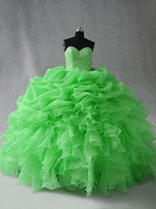 Attractive Floor Length 15 Quinceanera Dress Organza Sleeveless Beading and Ruffles and Pick Ups