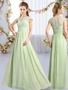 On Sale Scoop Cap Sleeves Chiffon Court Dresses for Sweet 16 Lace Clasp Handle