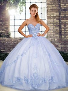 Sweetheart Sleeveless Lace Up Sweet 16 Quinceanera Dress Lavender Tulle