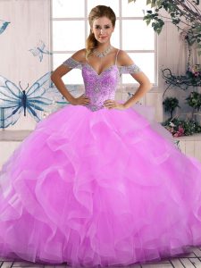 Floor Length Ball Gowns Sleeveless Lilac 15 Quinceanera Dress Lace Up