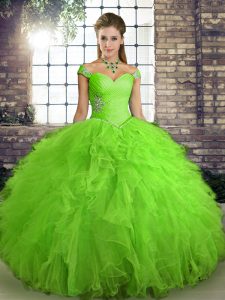 Fashionable Sleeveless Beading and Ruffles Lace Up 15 Quinceanera Dress