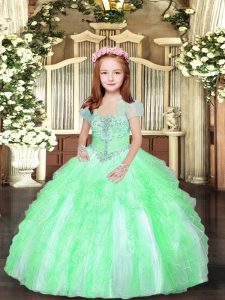 Superior Tulle Sleeveless Floor Length High School Pageant Dress and Beading and Ruffles