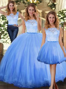 Elegant Sleeveless Lace Clasp Handle 15th Birthday Dress