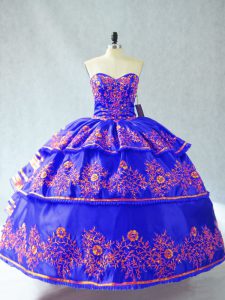 High Quality Floor Length Blue Sweet 16 Dresses Sweetheart Sleeveless Lace Up