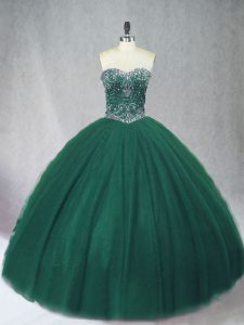 Custom Design Dark Green Sweetheart Lace Up Beading 15th Birthday Dress Sleeveless