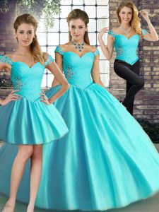 Glittering Sleeveless Beading Lace Up Quinceanera Gowns