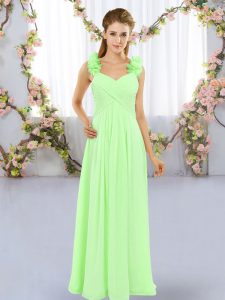 Lace Up Straps Hand Made Flower Quinceanera Court Dresses Chiffon Sleeveless